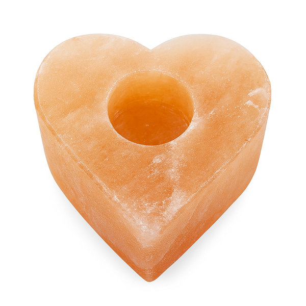 Himalayan Rock Salt Heart Shaped Candle Holder - 1 Hole | AW