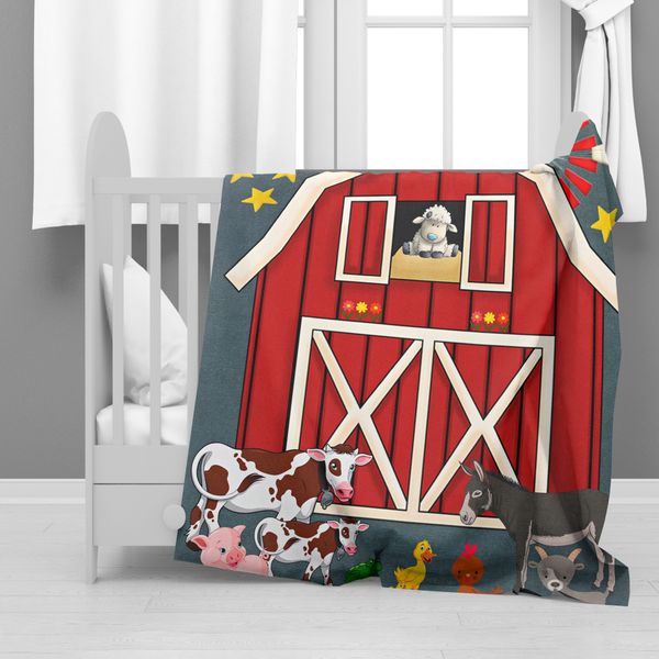 Barn Farm Animal Minky Blanket