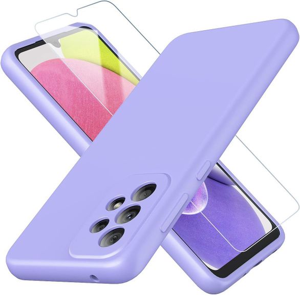 Silicone Cover Compatible with Samsung Galaxy A13 4G with 9H Glass Screen Protector