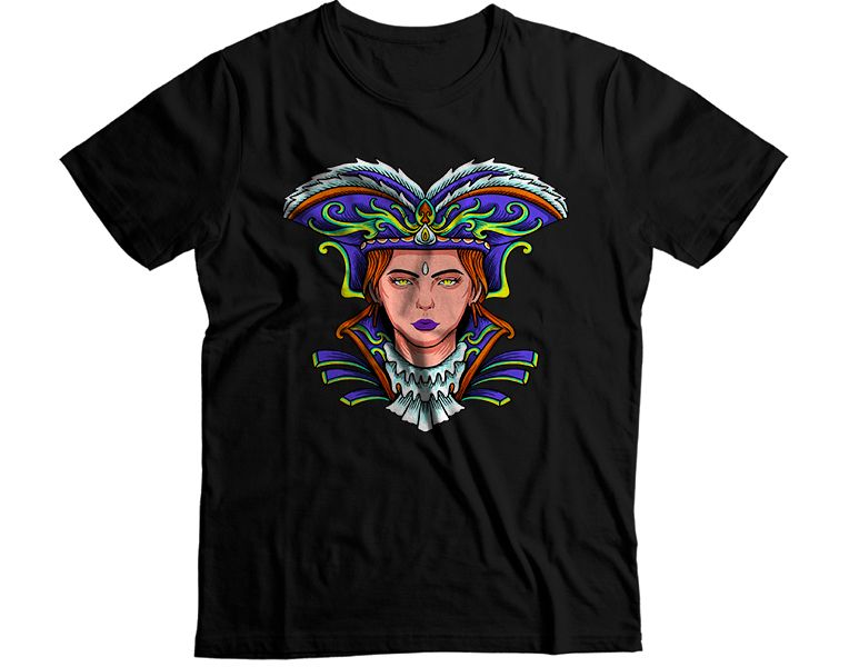 Woman Wearing A Colorful Hat T-Shirt
