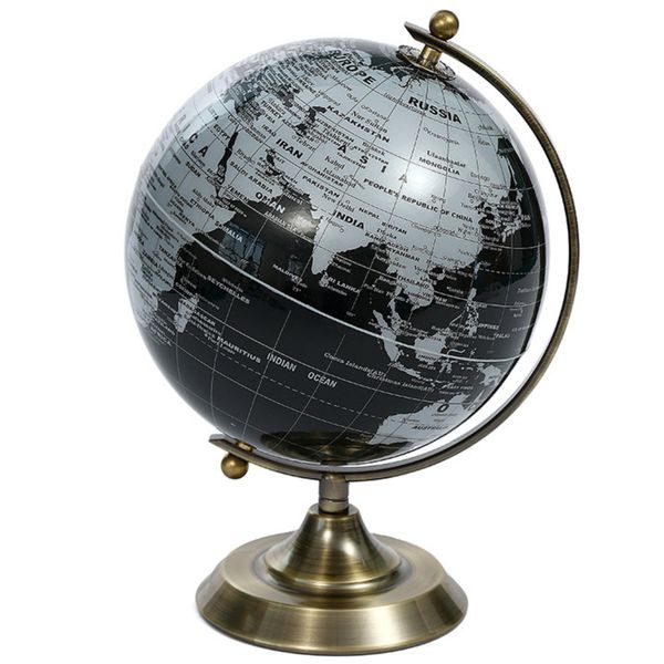 World Globe with Brushed Bronze Stand 30cm