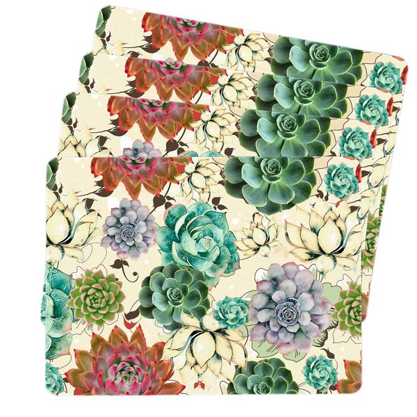 Colourful Succulents on Beige Placemats