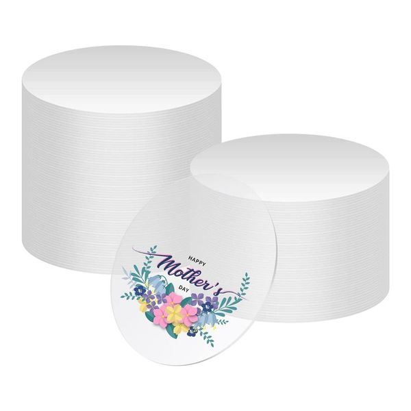 50 Pcs Clear Acrylic Sheets, 4Inch Round Disc