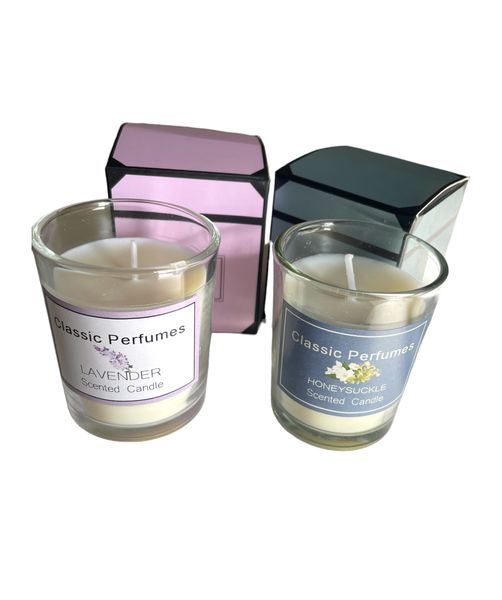 Scented Candle -2 Pack Lavender and Honeysuckle in Glass holder Candle Pack
