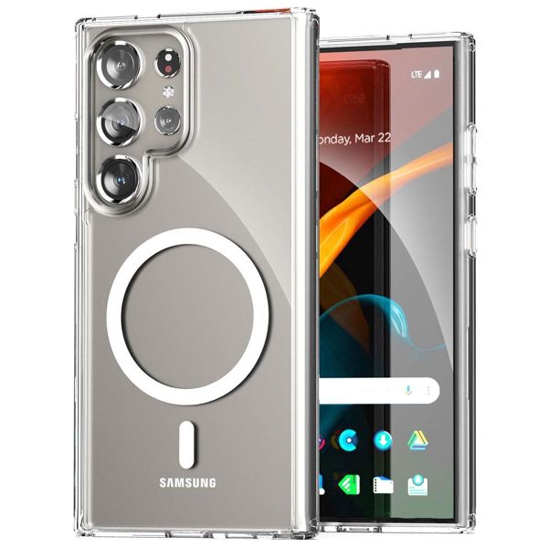 Crystal Clear Back Cover Case Support MagSafe Wireless Magnetic Charging for Samsung Galaxy S24 Ultra