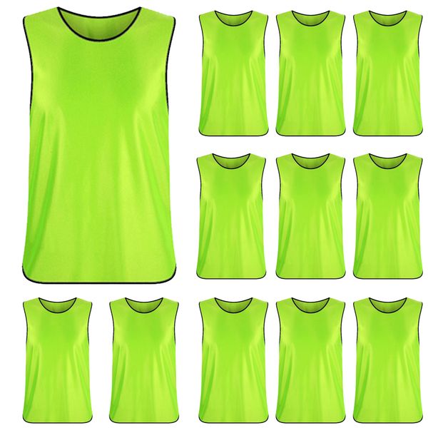 12 Piece Men's Soccer Sports Team Practice Pinnies Scrimmage Vests Bibs