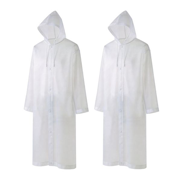 2 Pack Adult Rain Ponchos, Heavy Duty Reusable EVA Waterproof Raincoat