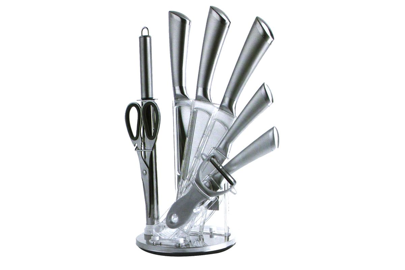 Delica 9 Piece Stainless Steel Kitchen Knife Set &amp; Rotating Stand