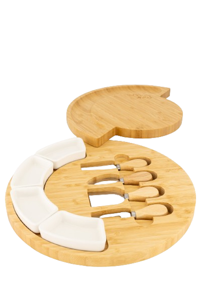 Luxury Bamboo Cheese Board with Ceramic Bowls and Accessories by Eco Craft