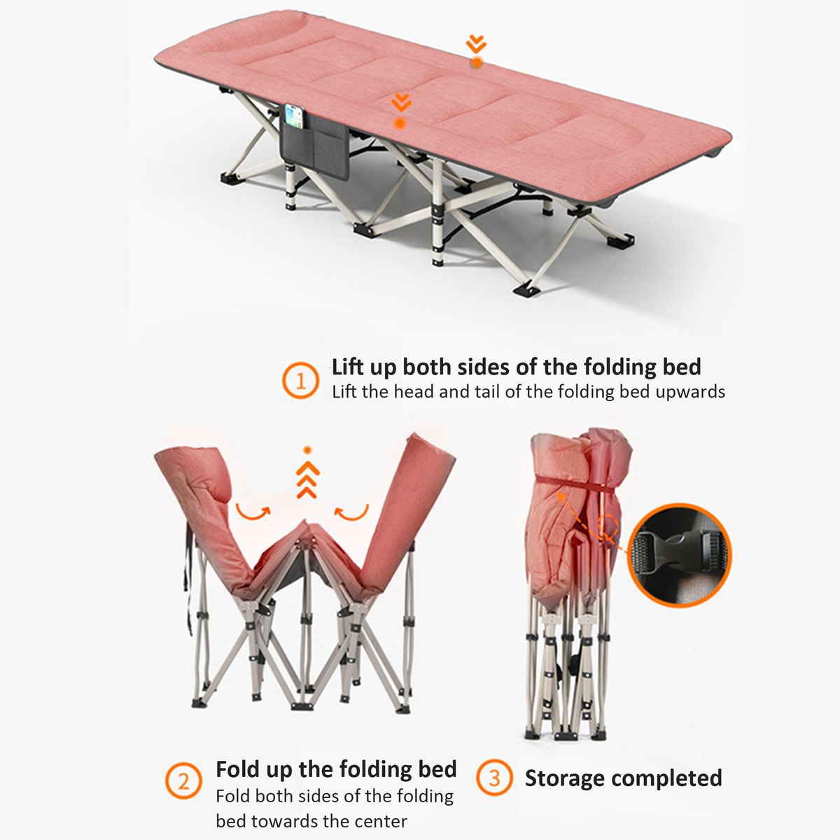 190CM Outdoor Portable Recliner Single Camping Bed Folding Bed