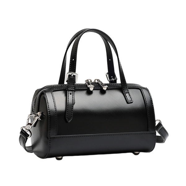 Premium Leather Boston Bag - Chic Vintage Pillow Handbag