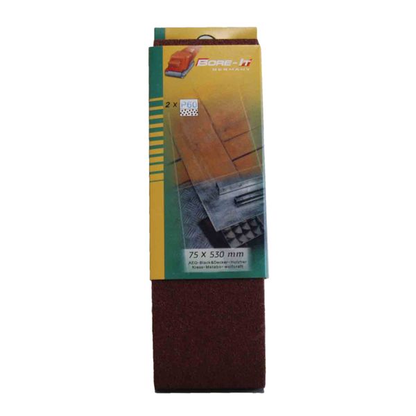 Bore-it - Sanding Belt - 75 X 530mm - 60grit - 2/pkt - 2 Pack