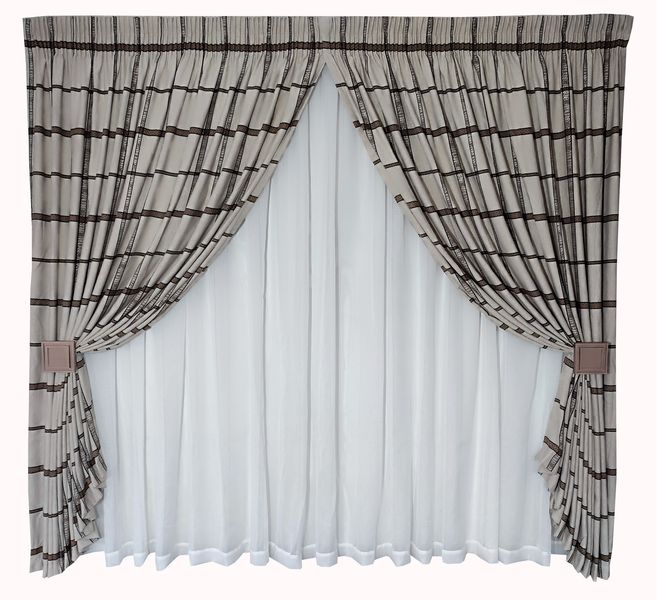 Curtain Set - 5m Hotel Square + 5m Plain Linen Voile