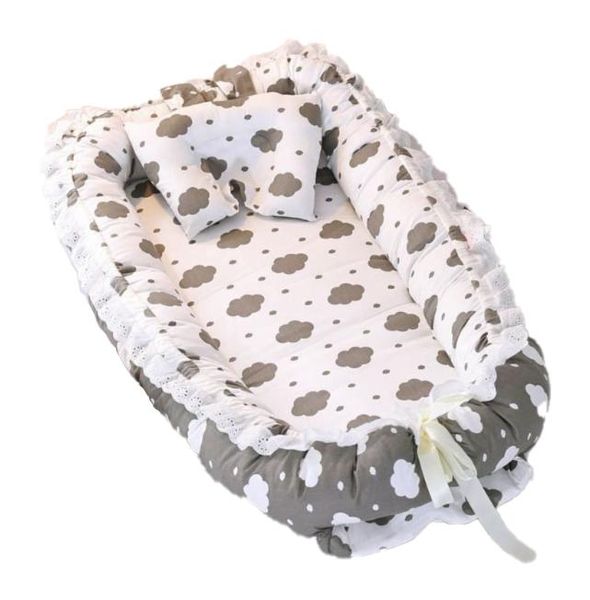 Portable Baby Bassinet - Grey Clouds