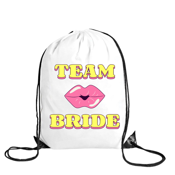 Baby Gifts - Drawstring Bag -Polyester - Team Bride Lips