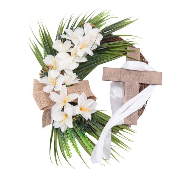 Easter Wreath With Garland Artificial Celebration Wreath White