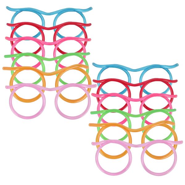 Party Toy Novelty Reusable DIY Silly Straw Glasses Set of 12 (14cm)
