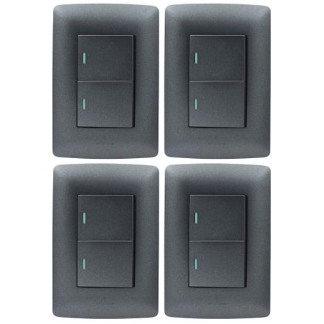Hello Today Metallic Black 2 Lever 1 Way Light Switch - 4 Pack Image