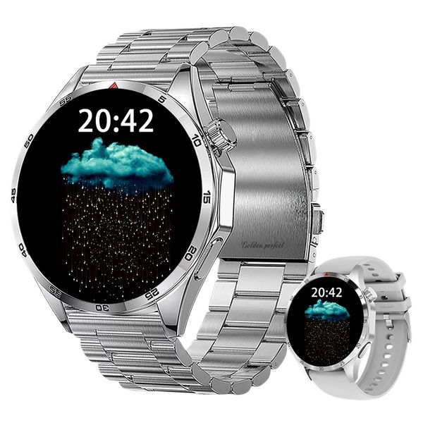 Rare Silver Smartwatch for Men 1.43" HD Round Dual Strap Design