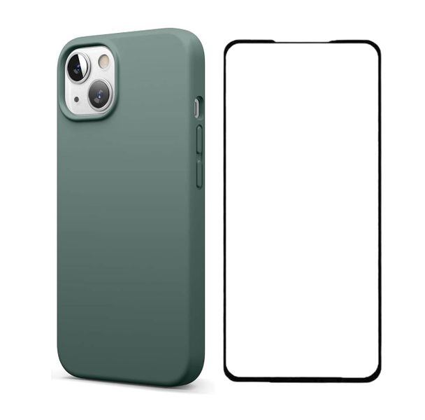 SiliconePhone Case &amp; Screen ProtectorCombo ForiPhone 13 &amp;14 -Midnight Green
