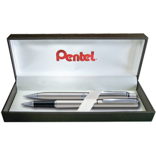 Pentel Sterling Gel Pen &amp; Pencil Gift Set - Silver Barrel
