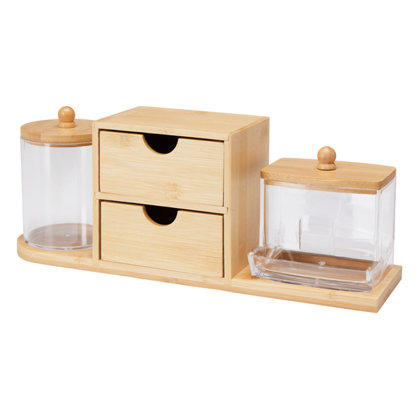 Make Up Organiser | Polystyrene With Bamboo | Four Compartments