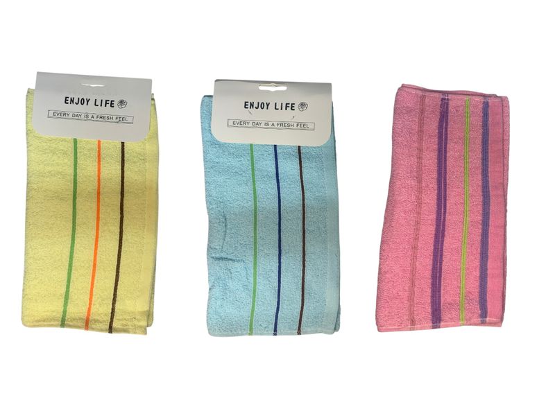 Cotton Striped Hand Towels Absorbent &amp; Durable Everyday Hand Towel - 3-Pack
