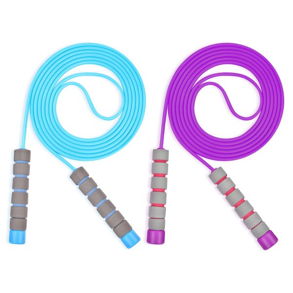 Kids Skipping Rope 2 Pack, 2.6m Adjustable PVC with Foam Handles