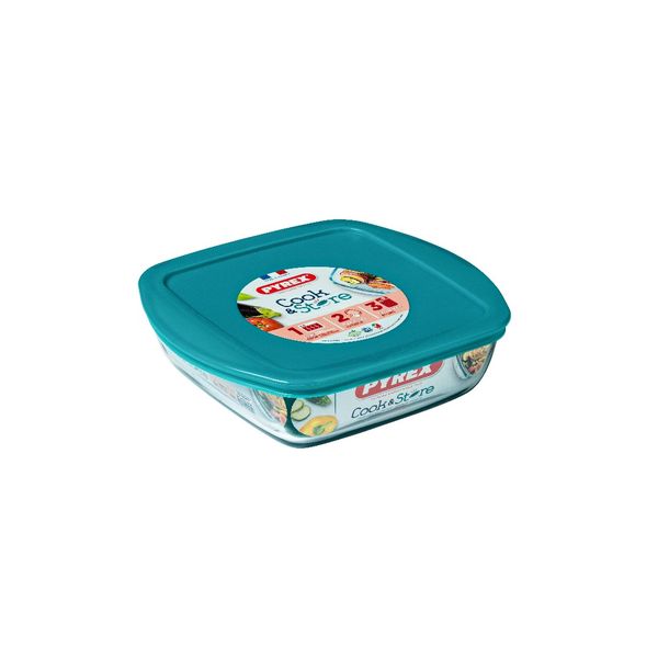 Pyrex - Storage Cook and Store Square Dish With Lid - 1 Litre