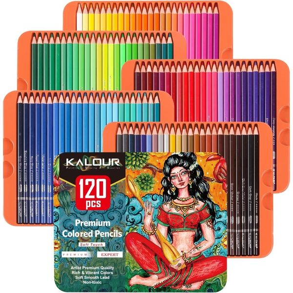Professional Colored Pencils,Set of 120 Colors,Artists Soft Core