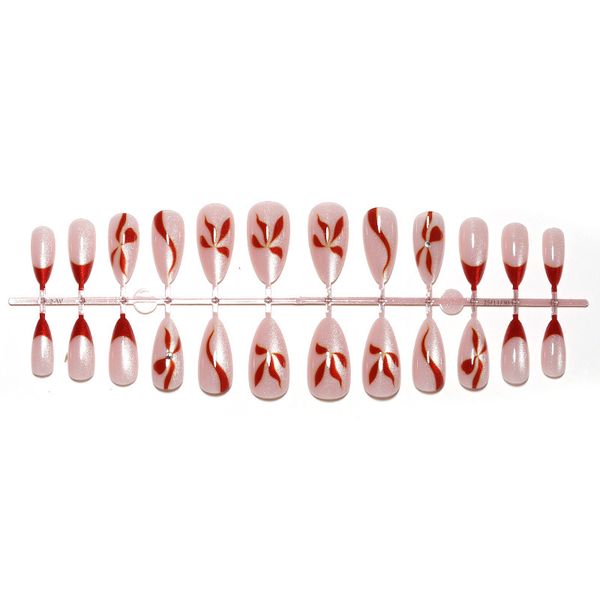 Red and Pink French-Style Simple Press-on Art, Finished Fake Nails, Art