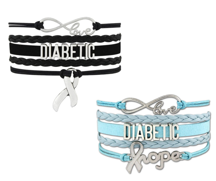 Novelty Gift Combo Diabetic Wrap Leather Bracelet Blue and Black Combo - 2 Pack