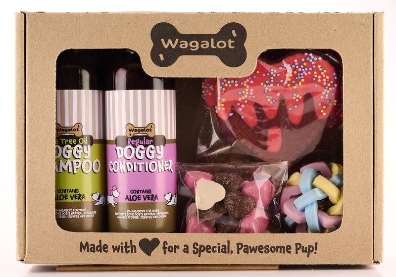 Wagalot 2 Piece Grooming Kit with Treats and Ball