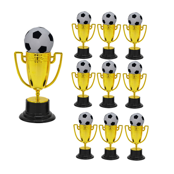 10 Pcs Mini Trophies with Mini Soccer Ball Gold Trophy Award