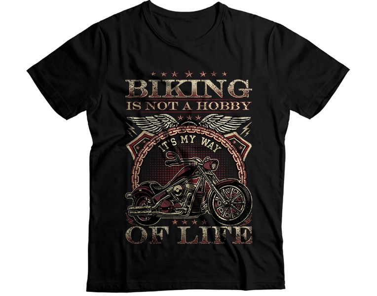 Motorcycle Wings Quote Saying, ' Biking Not Hobby Casual Graphic T-Shirt