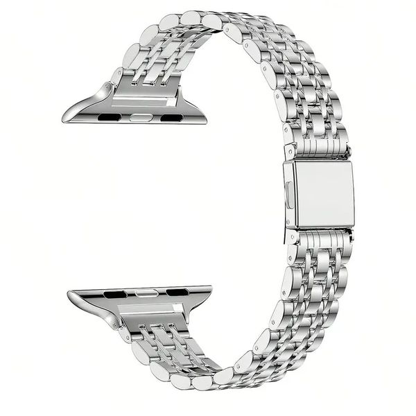 Slim Stainless Steel Link Watch Band Compatible with Apple- 42/44/45/49mm