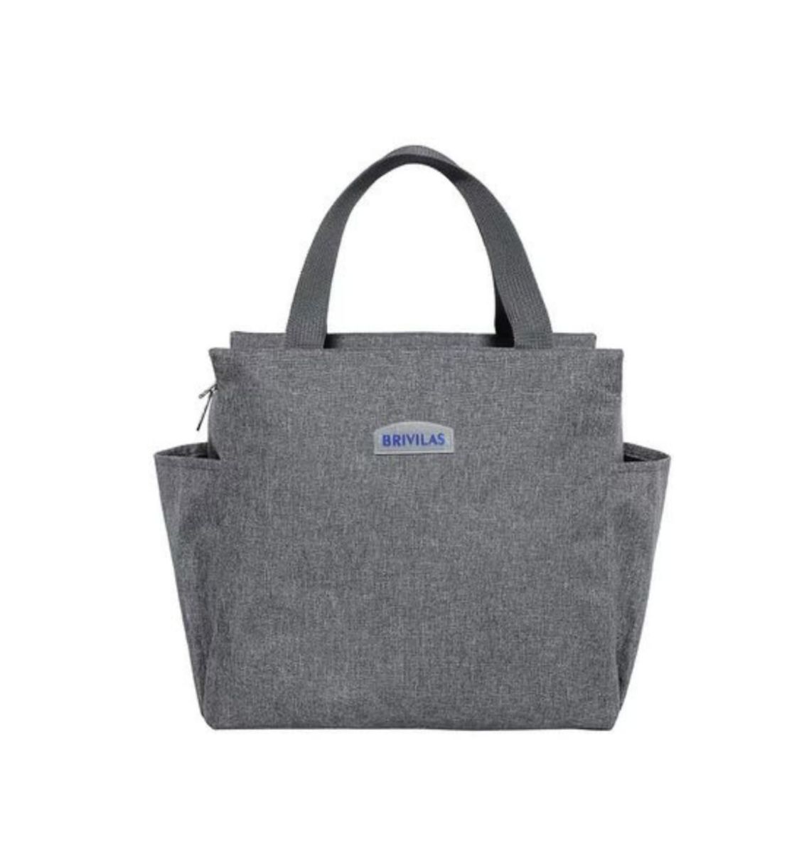 Insulated Lunch Bag W ith Dual Side Pockets - Grey