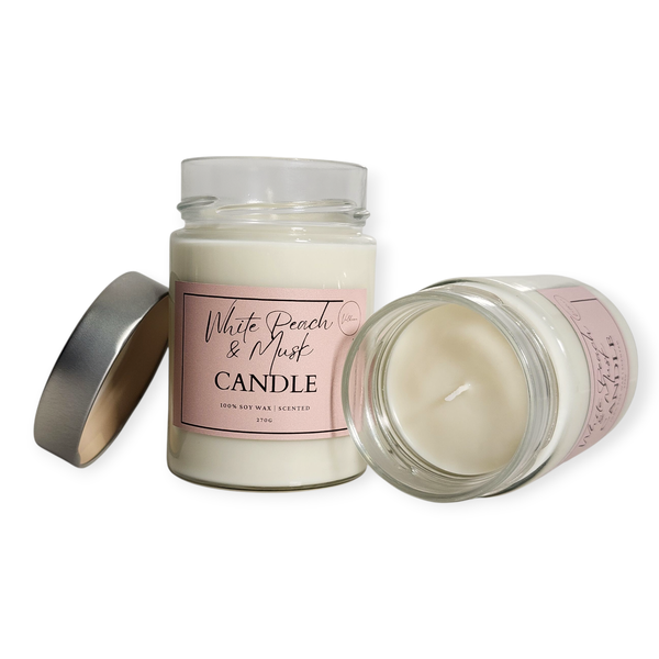 Valhana White Peach and Musk Soy Candle