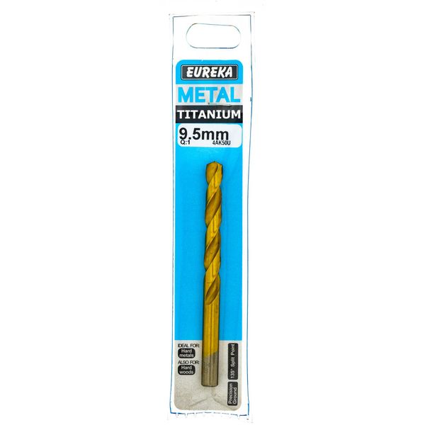 EUREKA DRILL BITS HSS Titanium Gold 9.5mm Q:1 for Metal 4AK50U