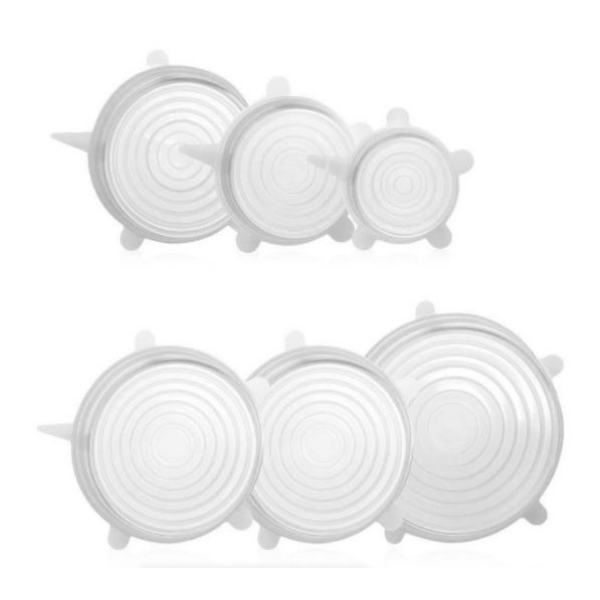 Clear Silicone Super Stretch Lids - 6 Pack