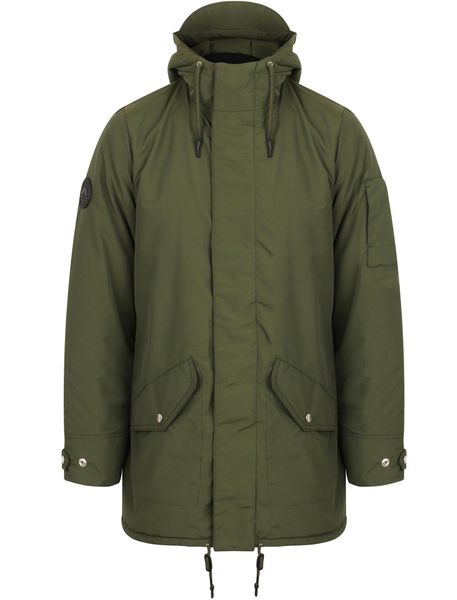 Tokyo Laundry - Mens Eskell Hooded Parka Coat with Quilted Lining In Khaki (Parallel Import)