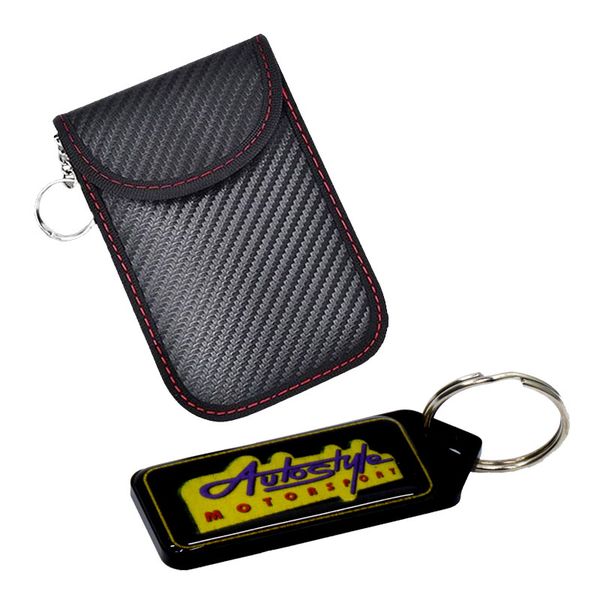 Anti Theft RFID Signal Blocking Key Fob Protector Pouch - 3 Pack &amp; Keyring