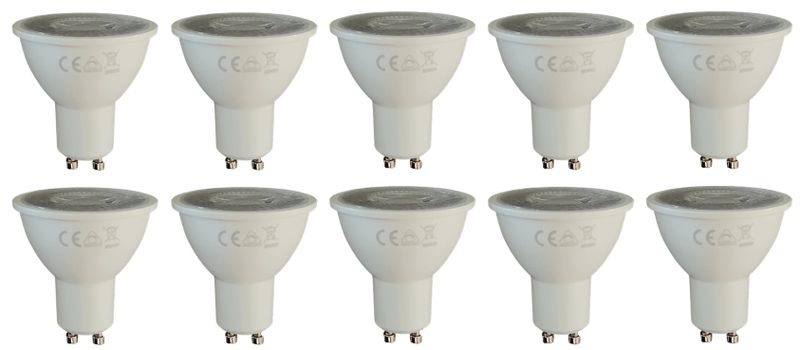 GU 10 7W LED Dimmable Downlight Globes - 10 Pack Cool White