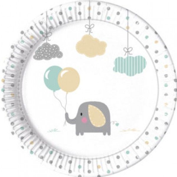 Eco Comp Elephant Baby Paper Plates Large