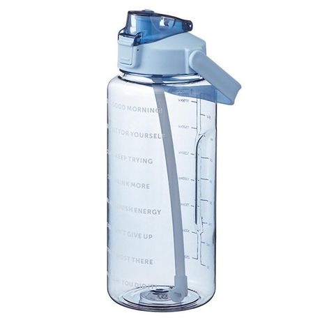 2L Sports Water Bottle Large capacity Straw Time Gradient Water