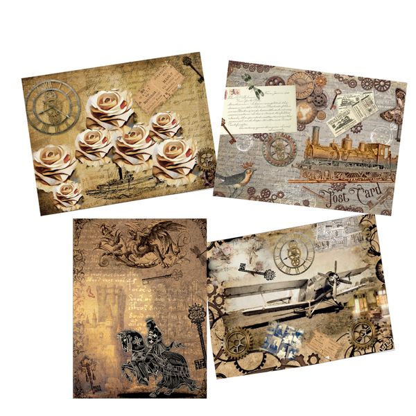 Decoupage Tear Resistant Transfers - Steam Punk Rose A3