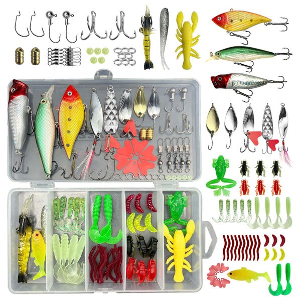 78 x Fishing Lures Kit for Fish Bait Tackle Kit Fishing Tackle Box