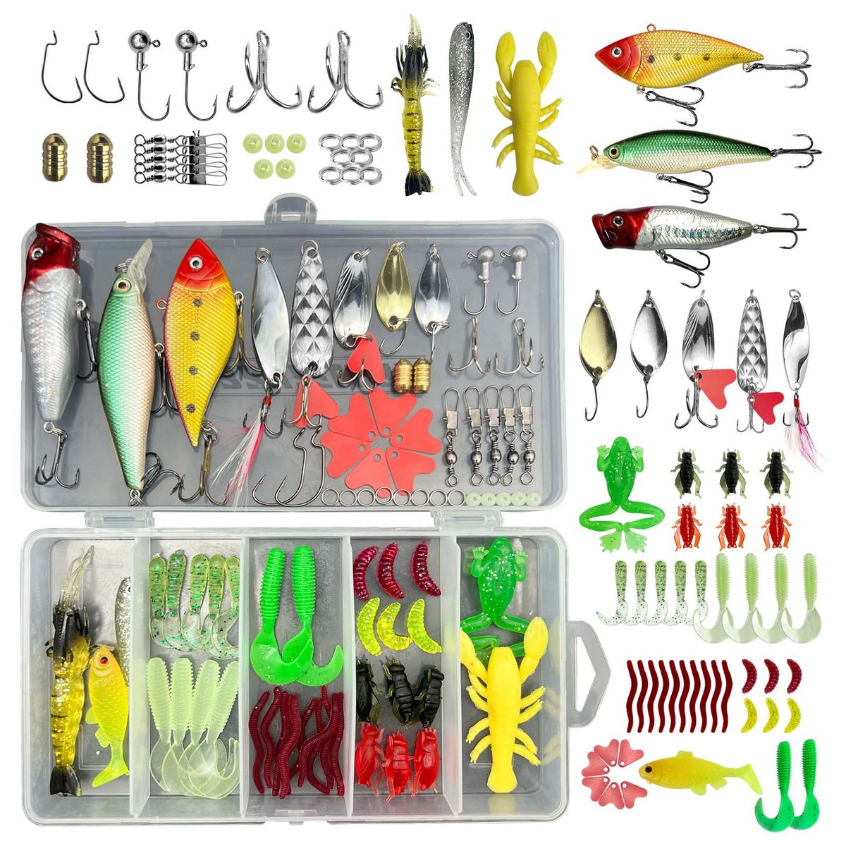 78 x Fishing Lures Kit for Fish Bait Tackle Kit Fishing Tackle Box ...