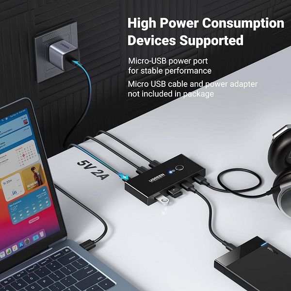 UGreen 30768 USB3.0 4IN 2OUT Share Switch-BK | Shop Today. Get it