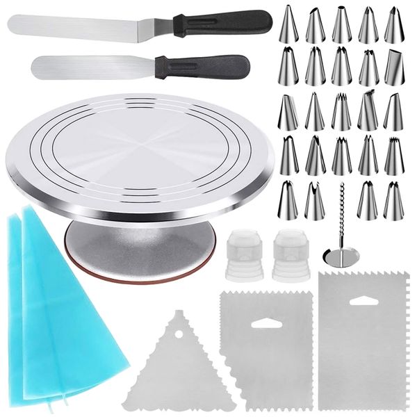 35 In 1 Aluminium Cake Turntable &amp; Decorating Supplies Set